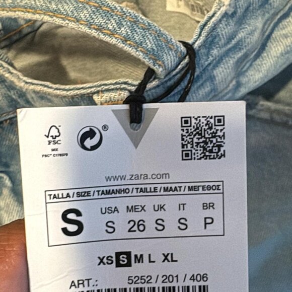 Zara Distressed Blue Denim Jean Strap Skirt Camisole Crop Tank Top SMALL - Picture 4 of 6